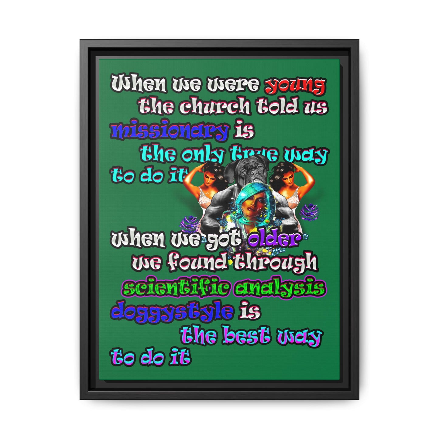 doggystyle - framed canvas art (dark green)