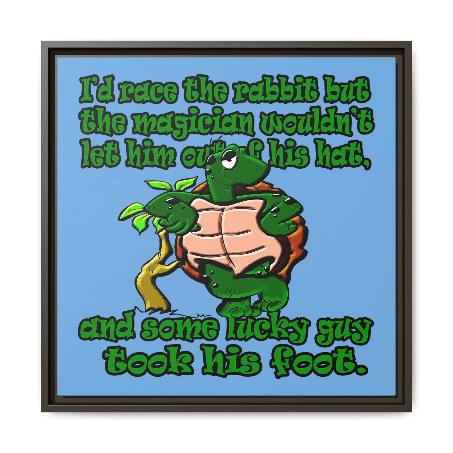 turtle race - framed canvas art (light blue)