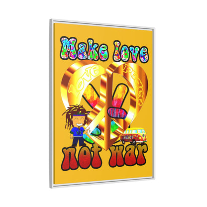 love peace - framed canvas art (yellow)