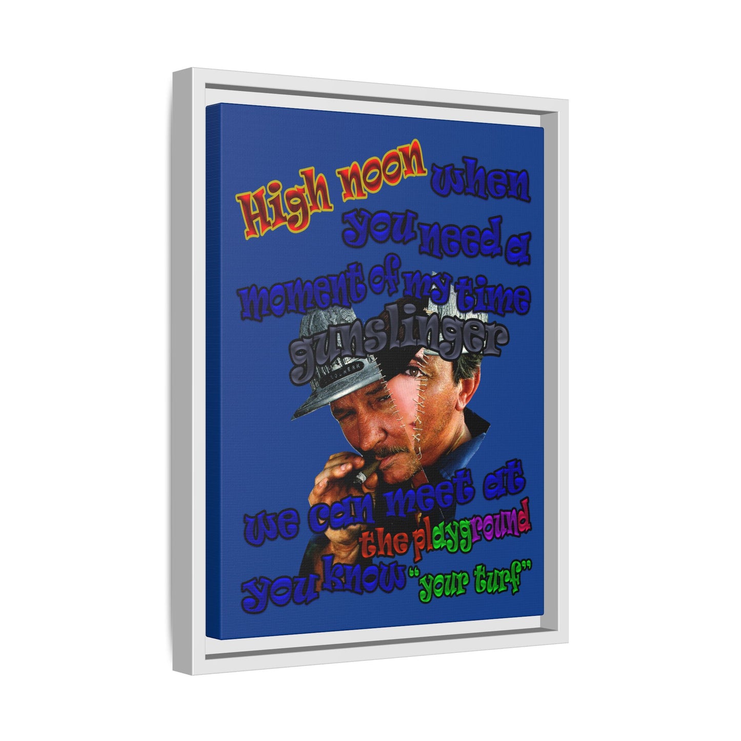 high noon - framed canvas art (dark blue)