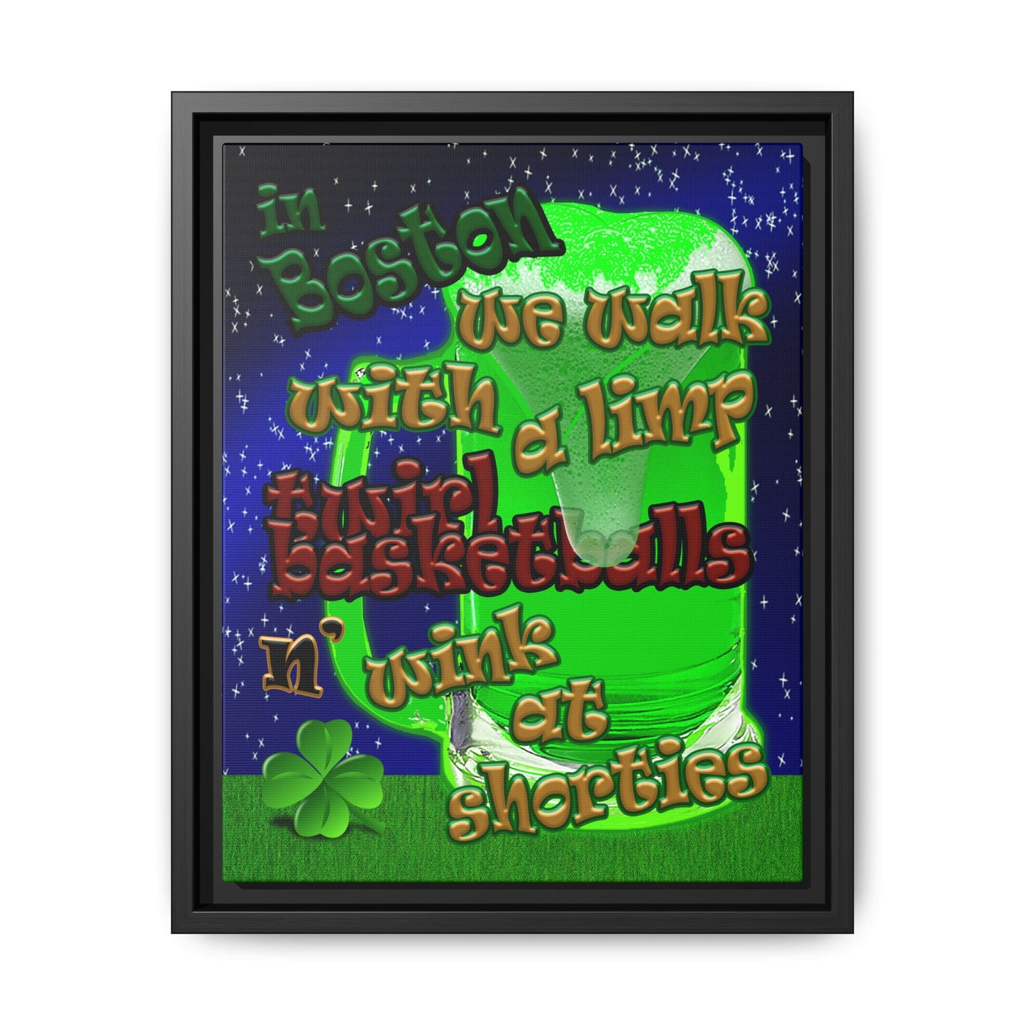 celtics logo - framed canvas art ('snoops' background)