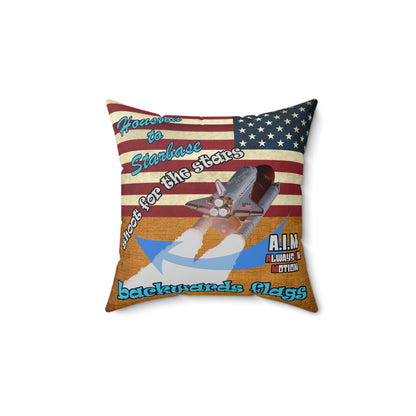shoot for the stars - Spun Polyester Square Pillow - (dichromatic brown papyrus)
