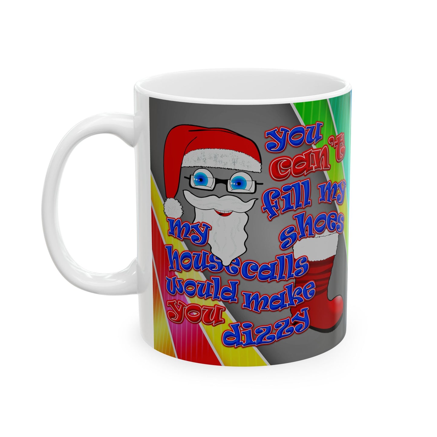 santa's shoes - White Mug (rainbow split)