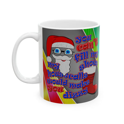 santa's shoes - White Mug (rainbow split)