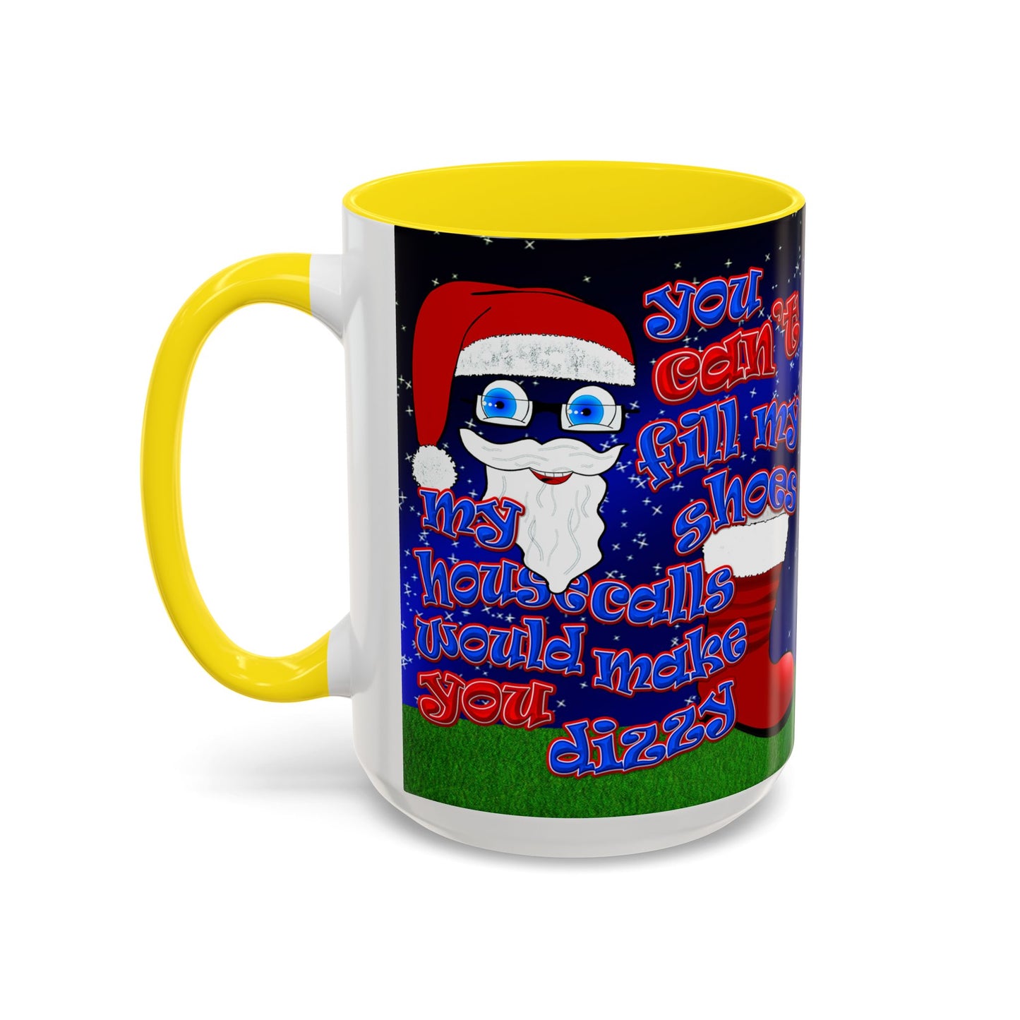 santa's shoes - Accent Mug ('snoops' background)
