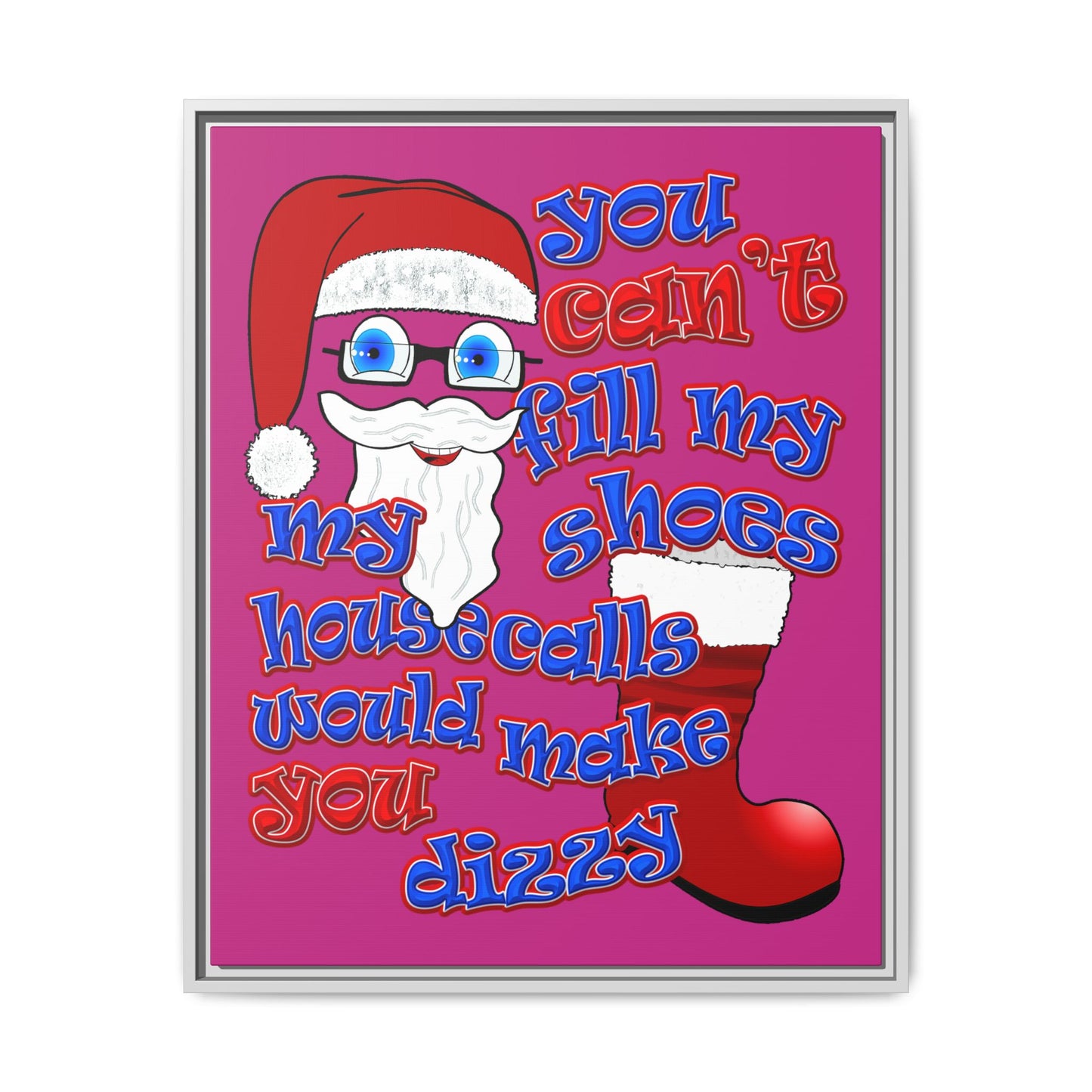 santa's shoes - framed canvas art (pink)