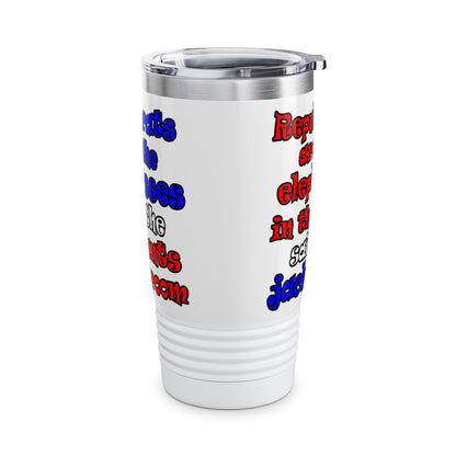 donkeys and elephants - Ringneck Tumbler, 20oz (white)