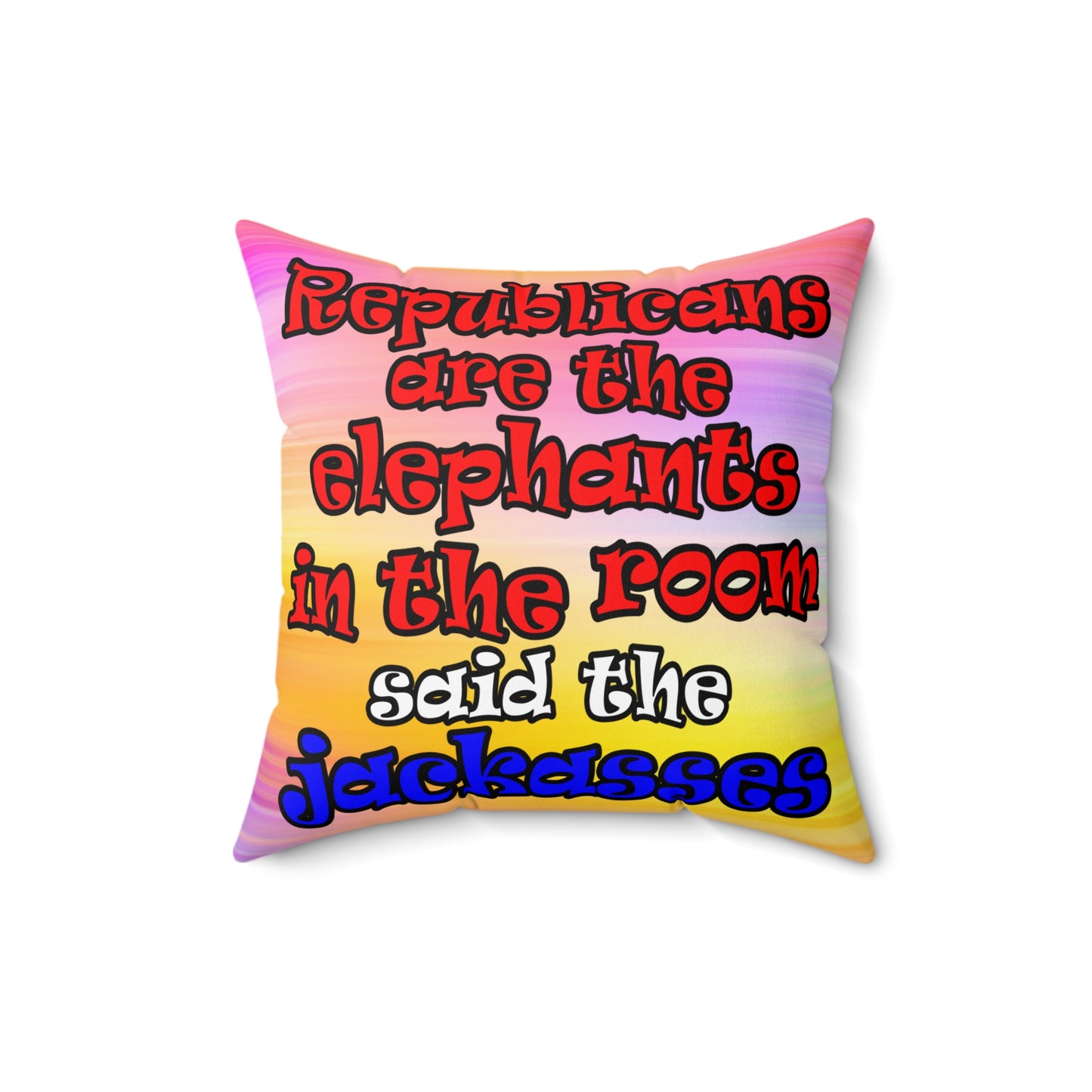 donkeys and elephants - Spun Polyester Square Pillow - (color blur)