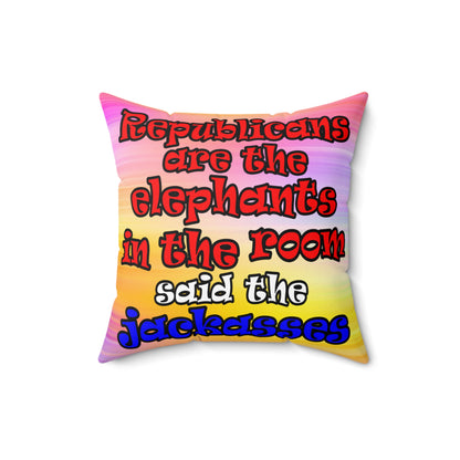 donkeys and elephants - Spun Polyester Square Pillow - (color blur)