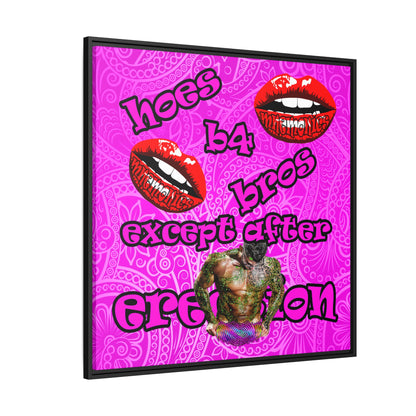 hoes b4 bros - framed canvas art (pink swirl)