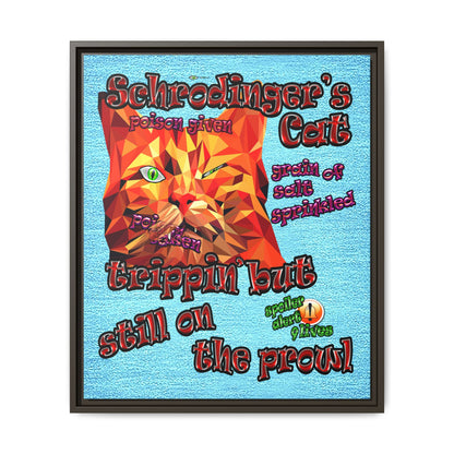 schrodinger's cat - framed canvas art (faded blue)