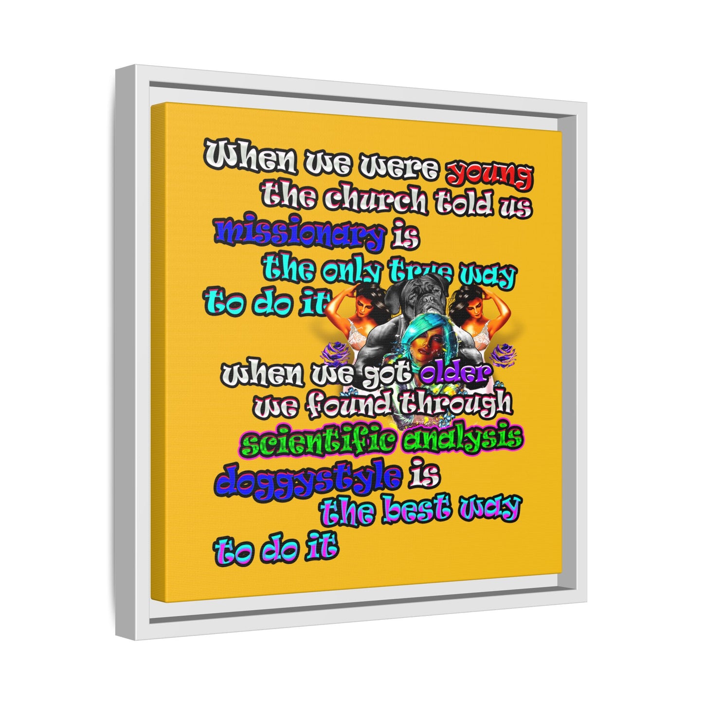 doggystyle - framed canvas art (yellow)