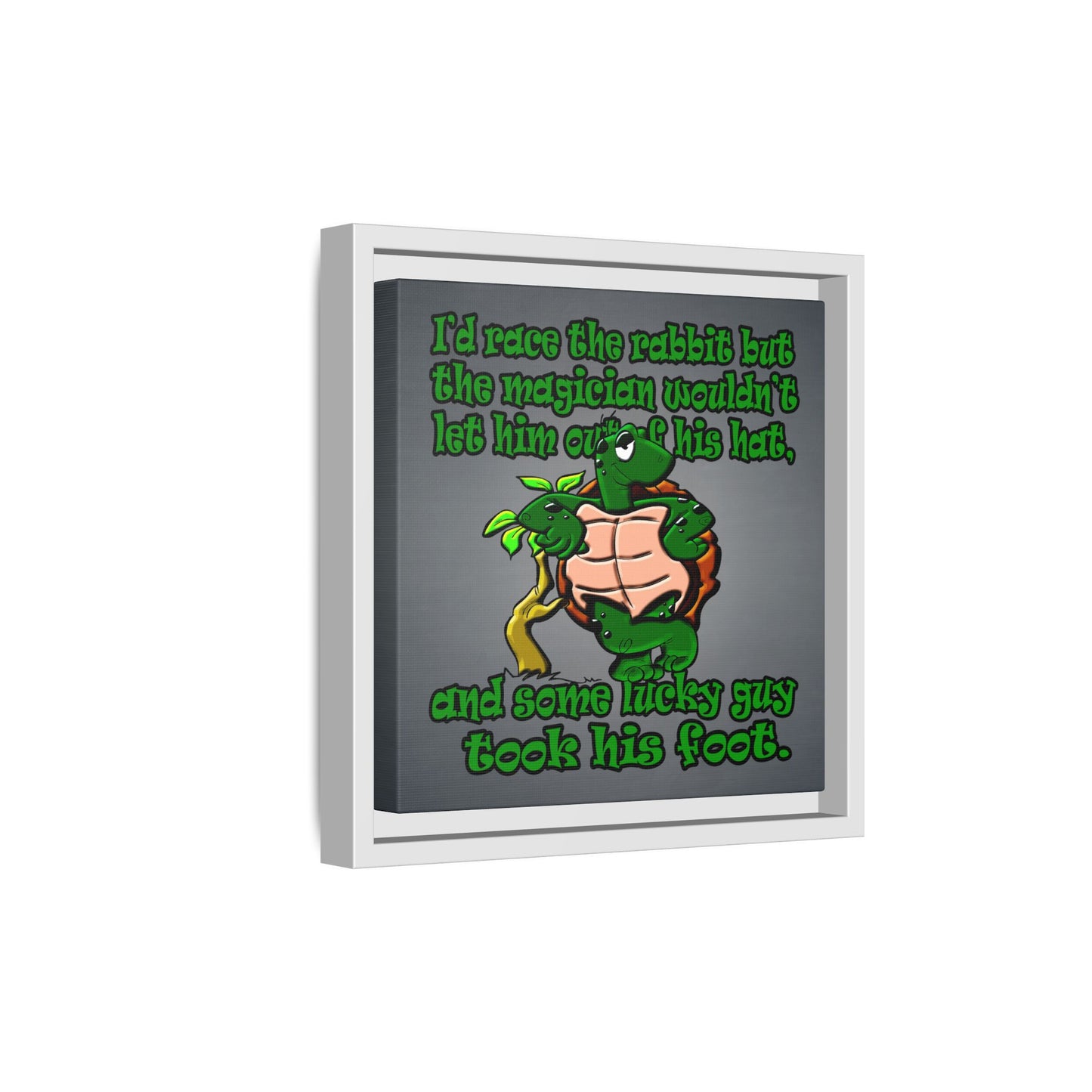 turtle race - framed canvas art (grey-light grey)