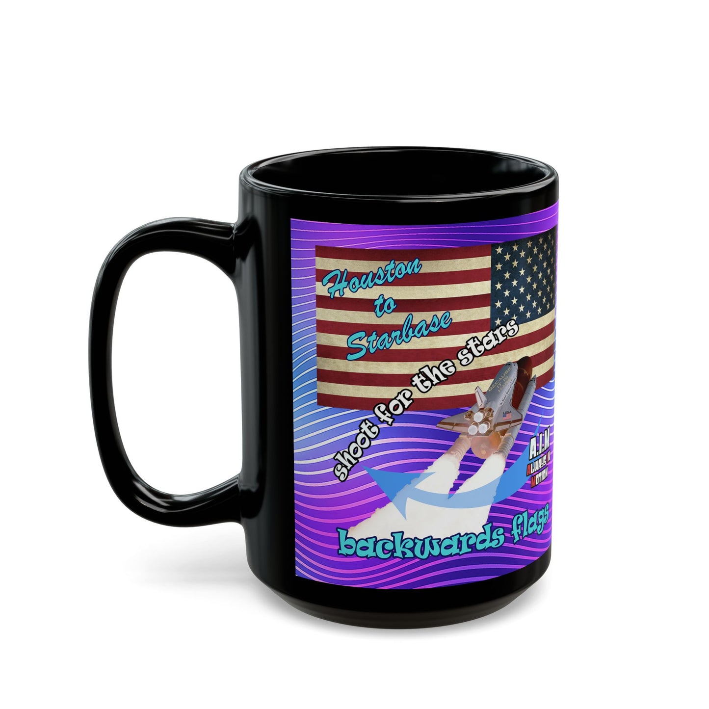 shoot for the stars - Black Mug (purple wave)