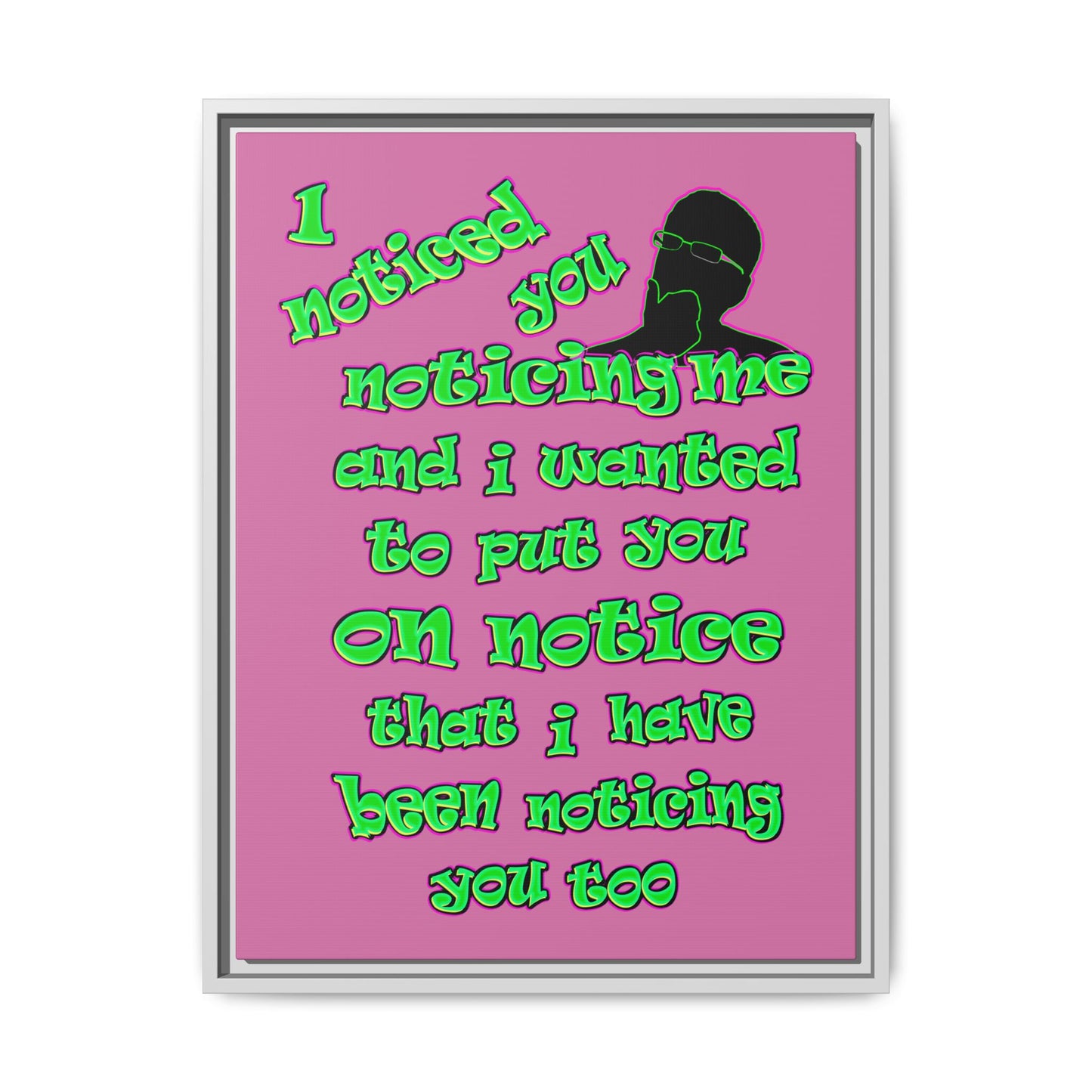 noticed you noticing - framed canvas art (light pink)