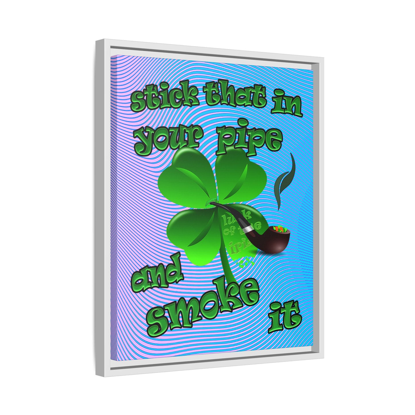 stick that in your pipe and smoke it - framed canvas art (light blue-purple wave)