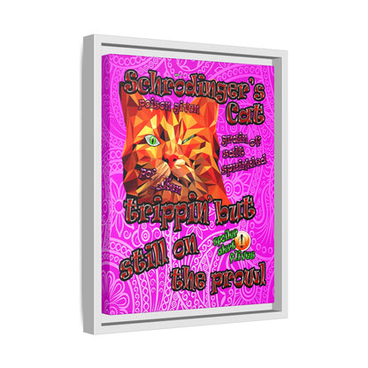 schrodinger's cat - framed canvas art (pink swirl)
