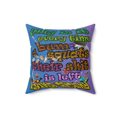 the bum's shit - Faux Suede Square Pillow - (light blue-purple wave)