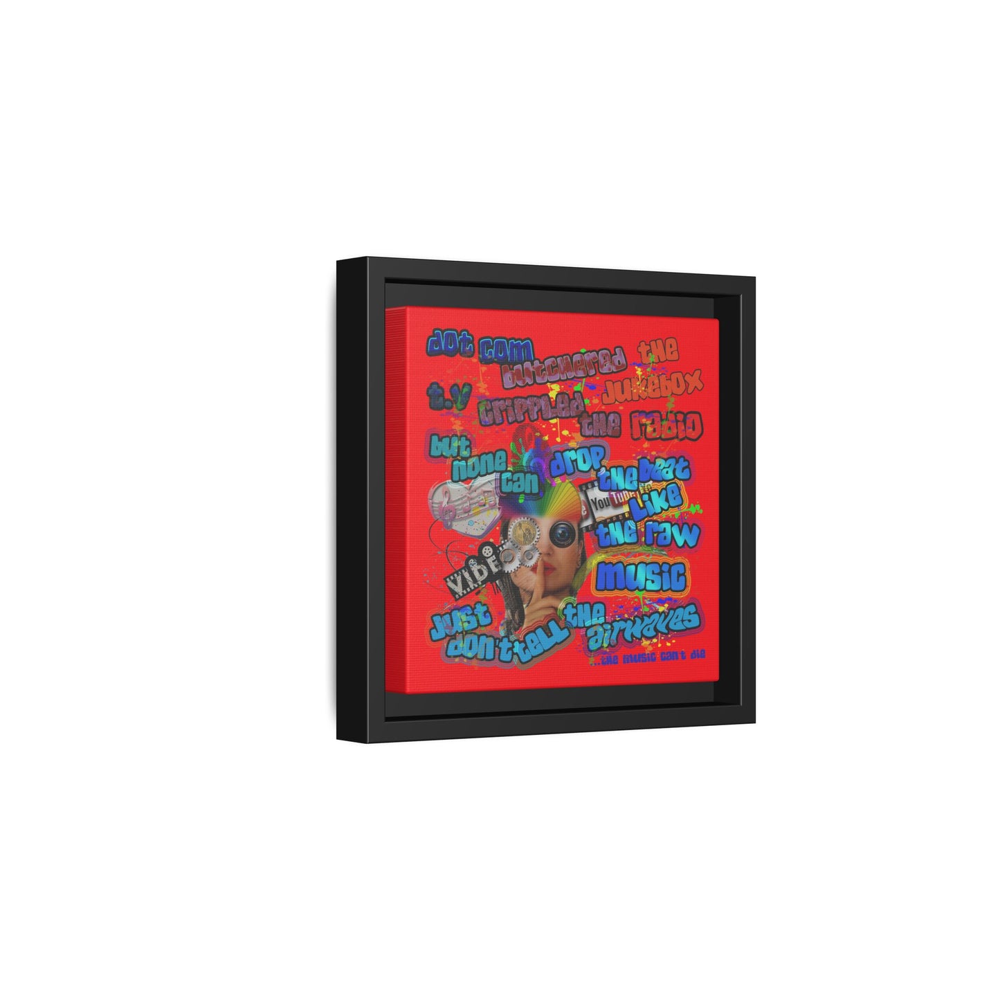 drop the beat - framed canvas art (red)