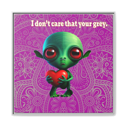 I don't care that your grey - framed canvas art (pink swirl)