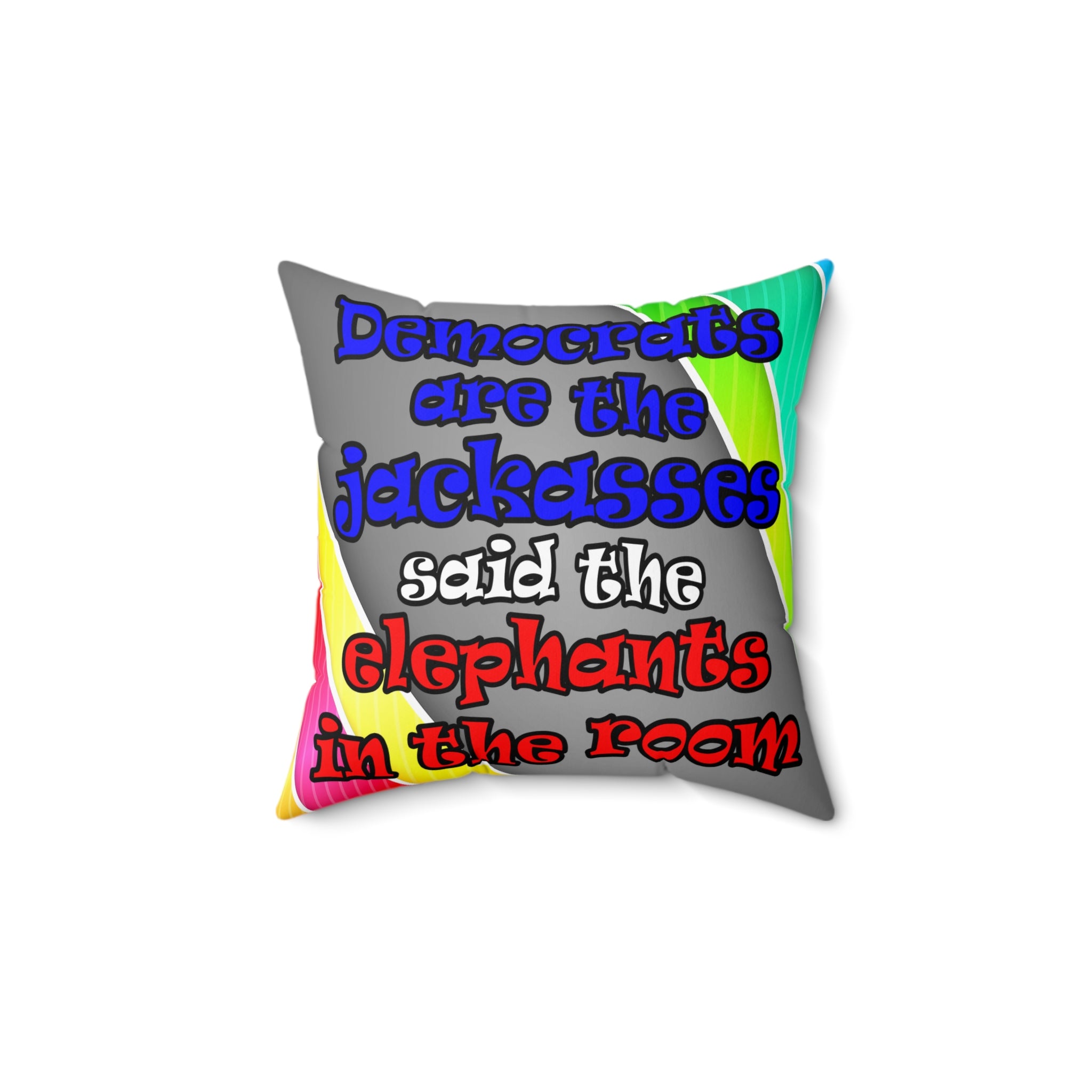 donkeys and elephants - Spun Polyester Square Pillow - (rainbow split)