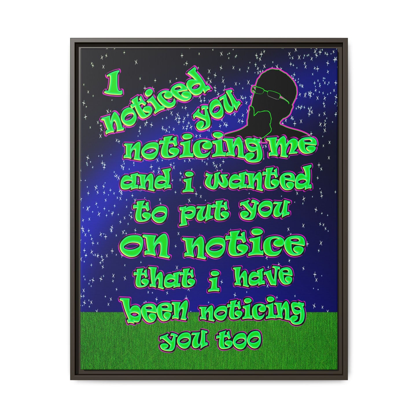 noticed you noticing - framed canvas art ('snoops' background)