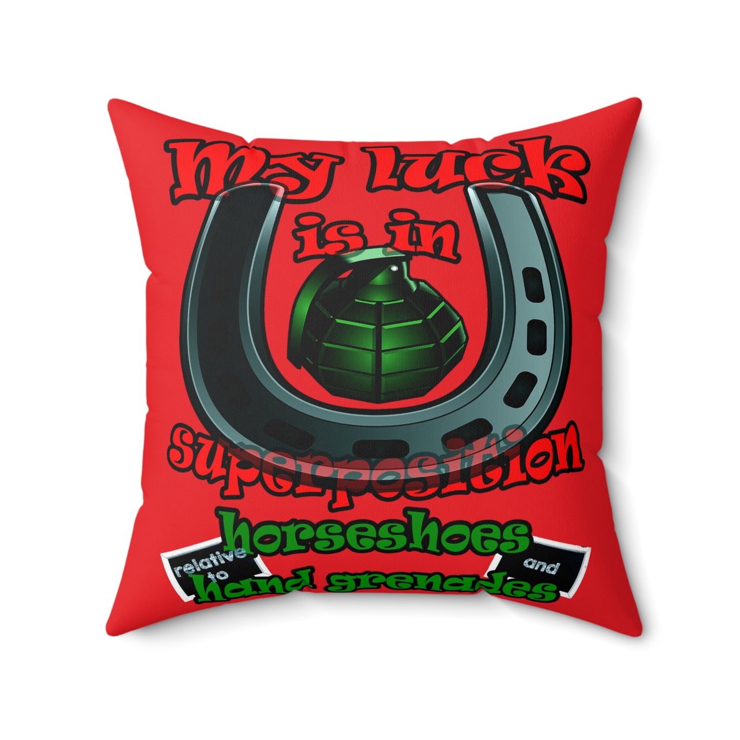 my luck - Spun Polyester Square Pillow - (red)