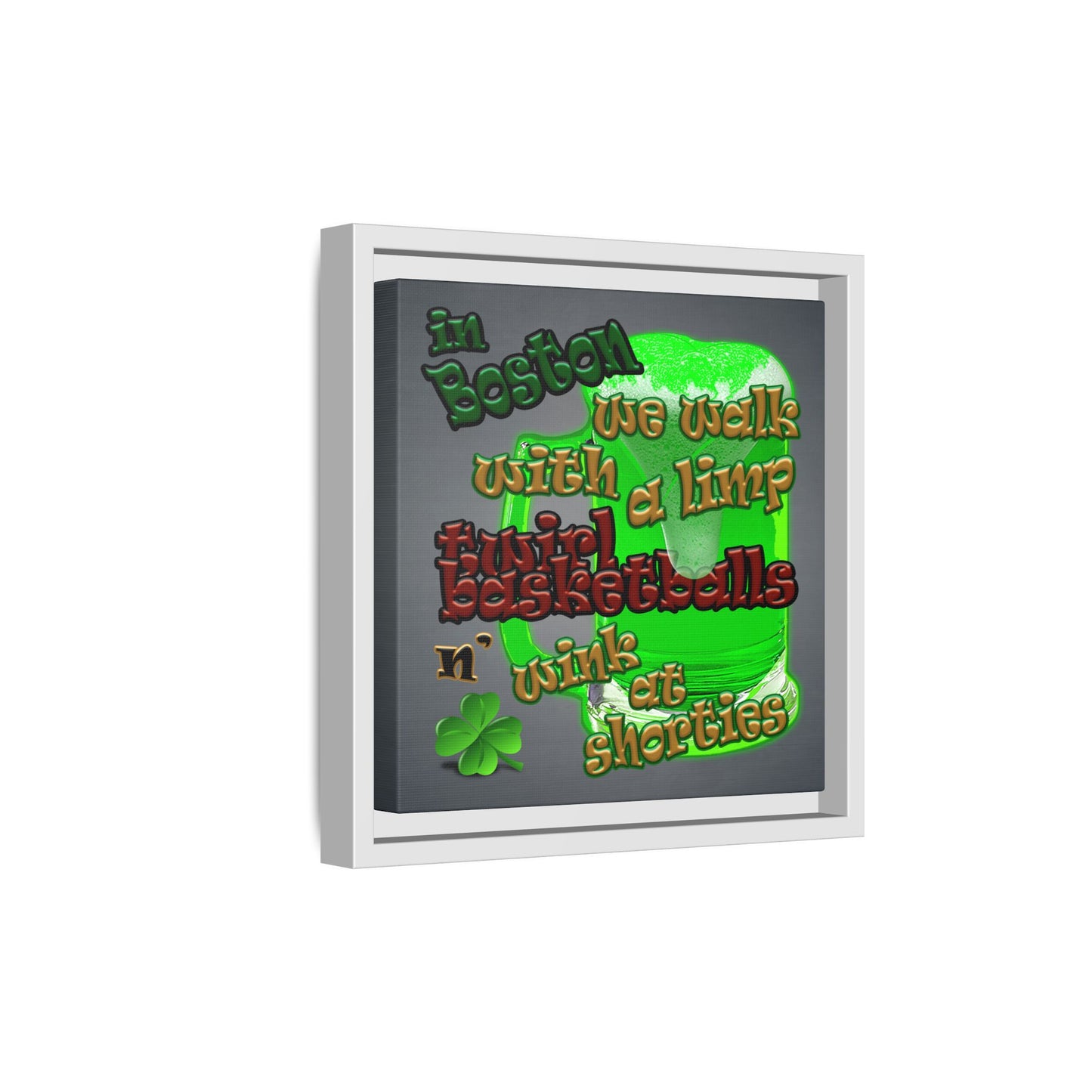 celtics logo - framed canvas art (grey-light grey)