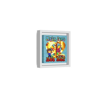 love peace - framed canvas art (faded blue)