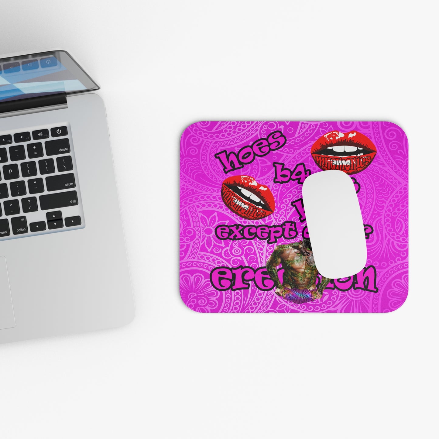 hoes b4 bros - Mouse Pad (Rectangle) (pink swirl)