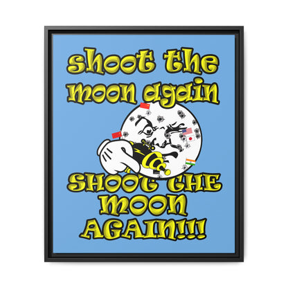 shoot the moon again - framed canvas art (light blue)