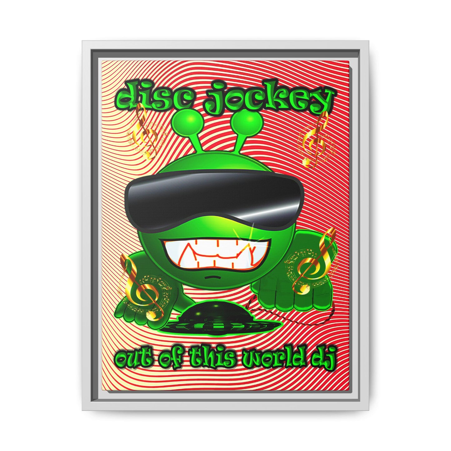 disc jockey - framed canvas art (yellow-orange wave)
