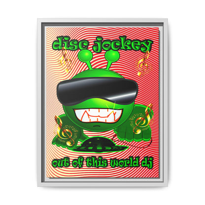 disc jockey - framed canvas art (yellow-orange wave)
