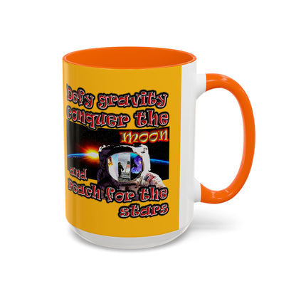 defy conquer reach - Accent Mug (yellow)