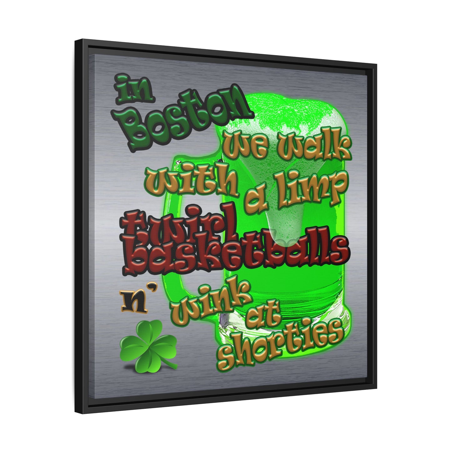 celtics logo - framed canvas art (brushed nickel)