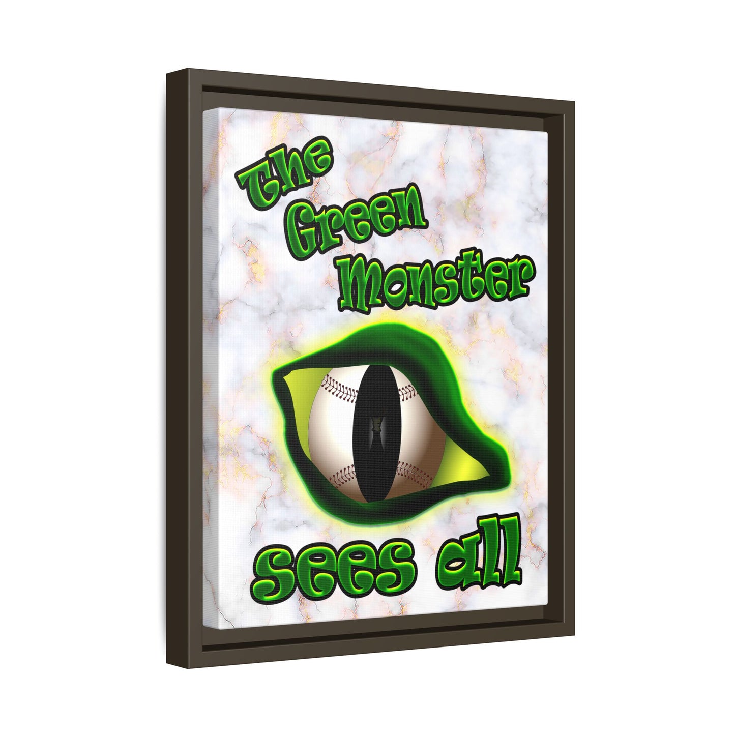 green monster - framed canvas art (white marble)