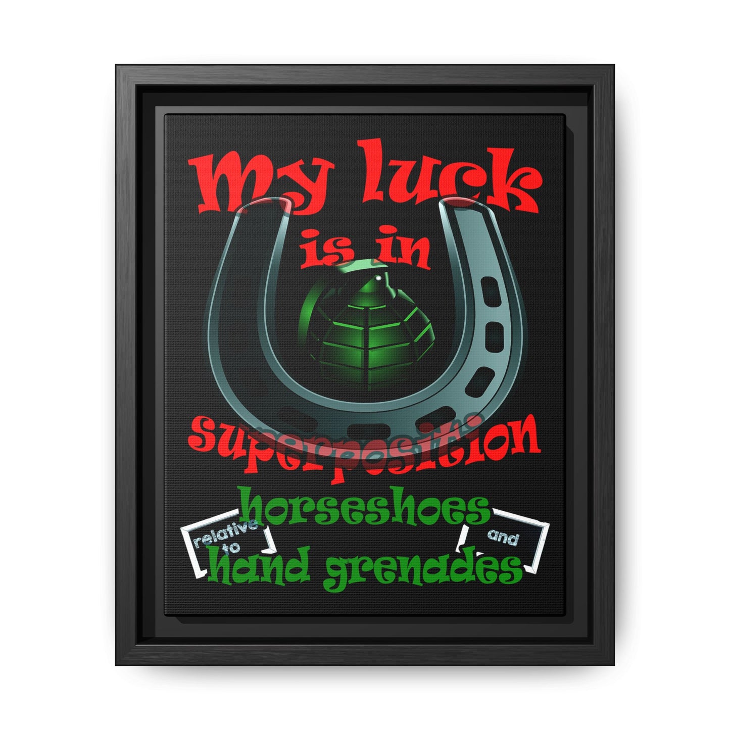 my luck - framed canvas art (black)