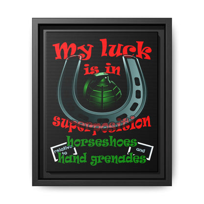 my luck - framed canvas art (black)