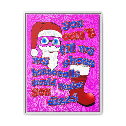santa's shoes - framed canvas art (pink swirl)