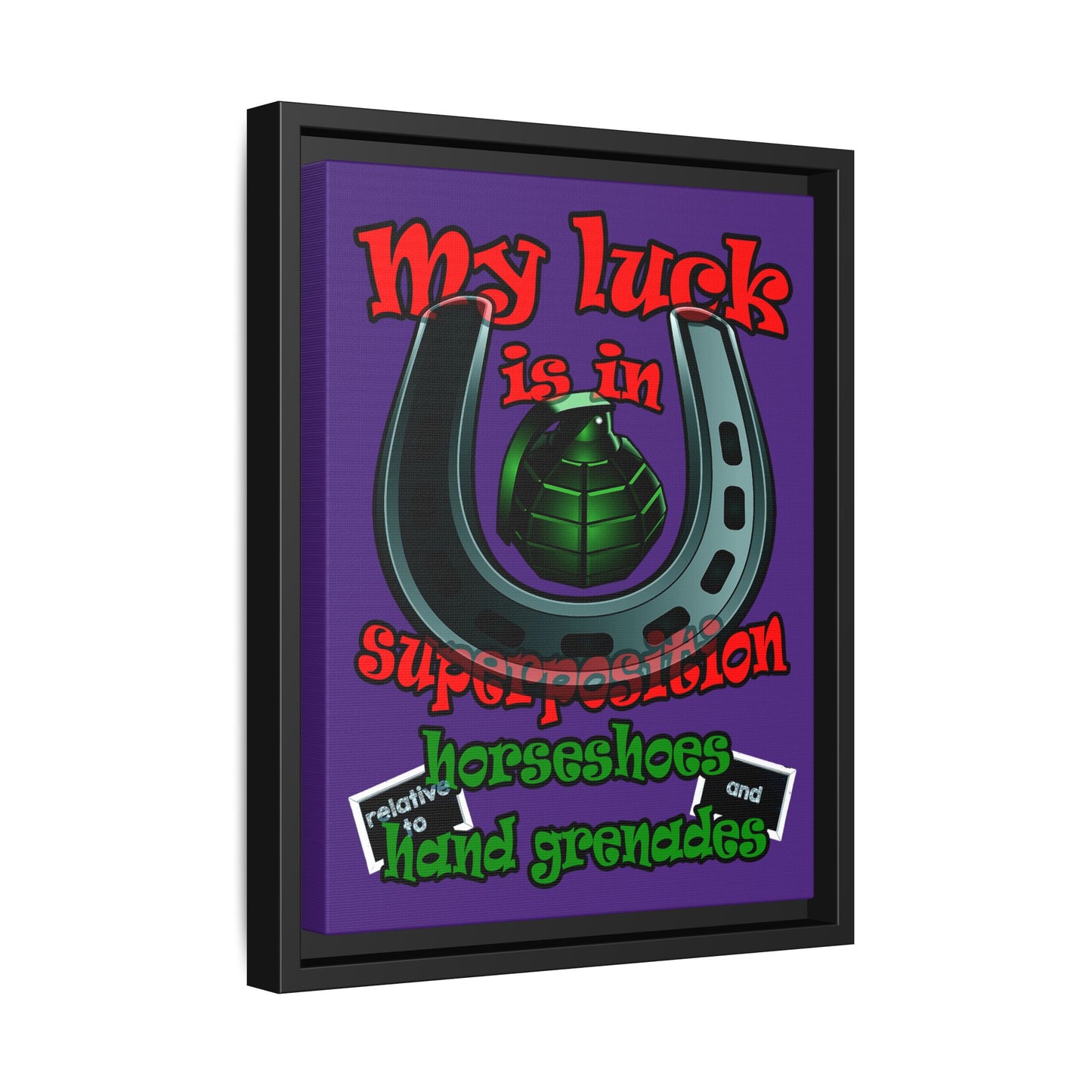 my luck - framed canvas art (purple)