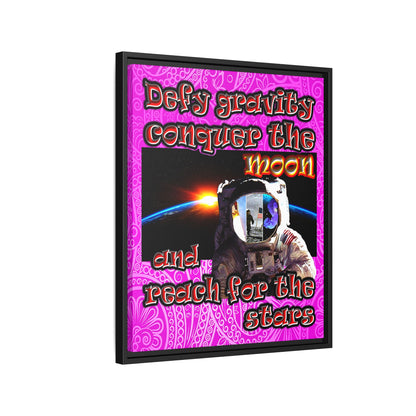 defy conquer reach - framed canvas art (pink swirl)