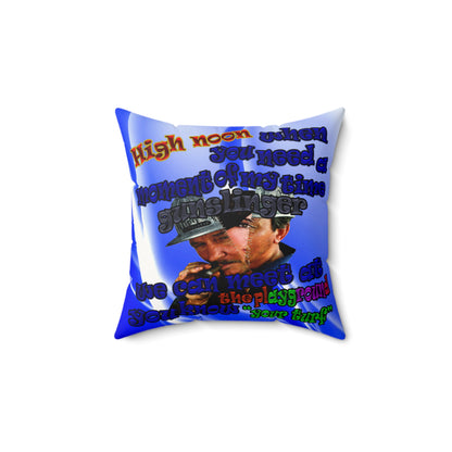high noon - Faux Suede Square Pillow - (blue-white wave)