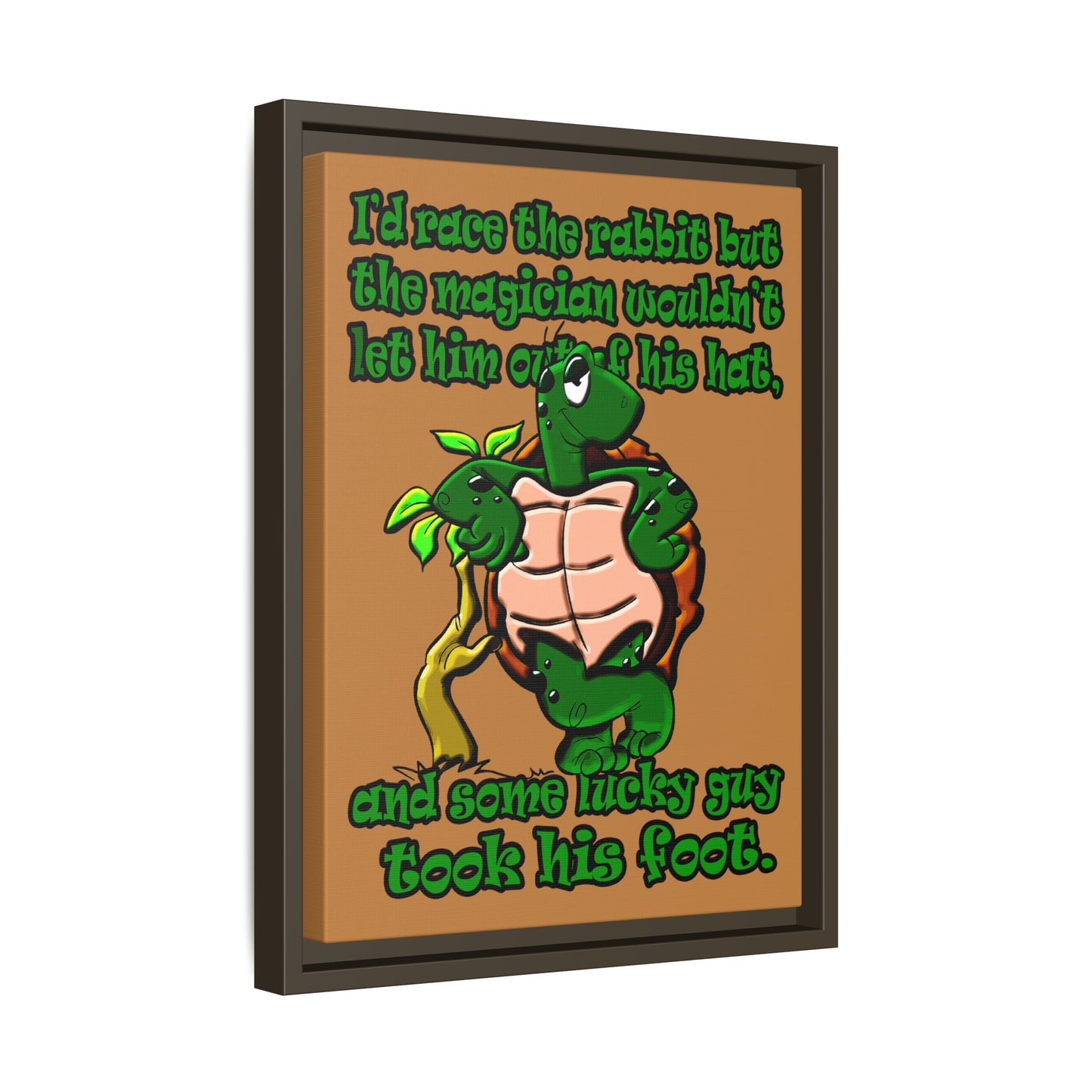 turtle race - framed canvas art (light brown)