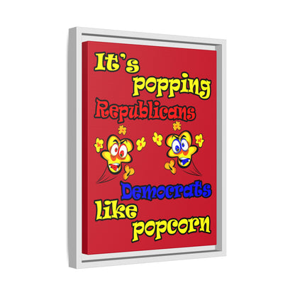 popping like popcorn - framed canvas art (dark red)