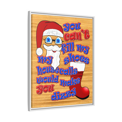 santa's shoes - framed canvas art (butterscotch wood finish)