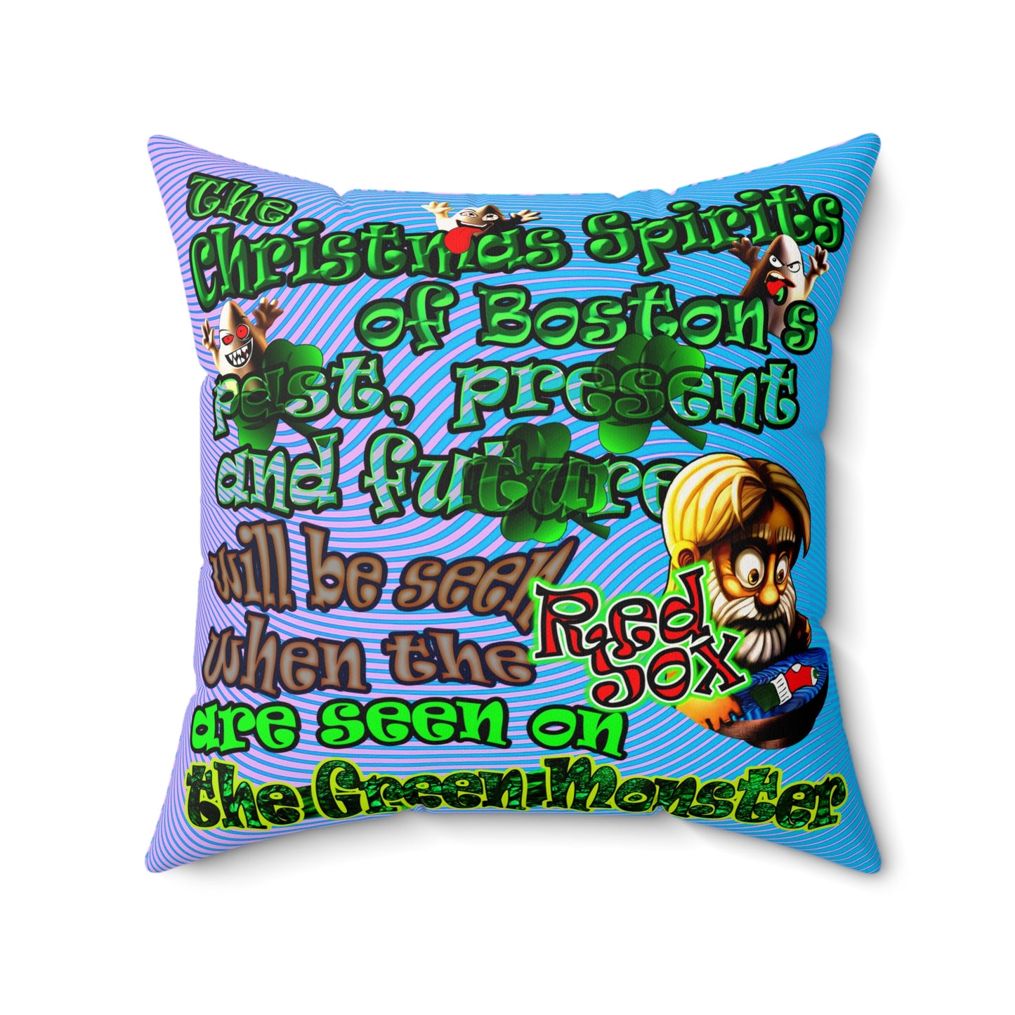 christmas spirits of boston - Faux Suede Square Pillow - (light blue-purple wave)