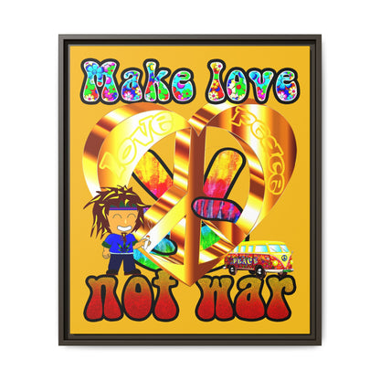 love peace - framed canvas art (yellow)