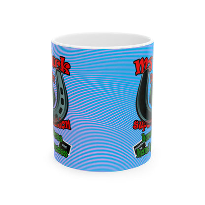 my luck - White Mug (light blue-purple wave)