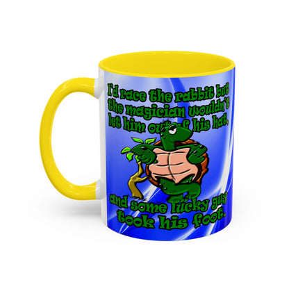 turtle race - Accent Mug (blue-white wave)