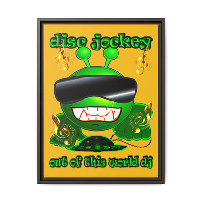 disc jockey - framed canvas art (yellow)
